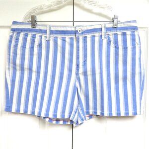 New! Tommy Hilfiger 18 Striped Denim  5" Jean Shorts